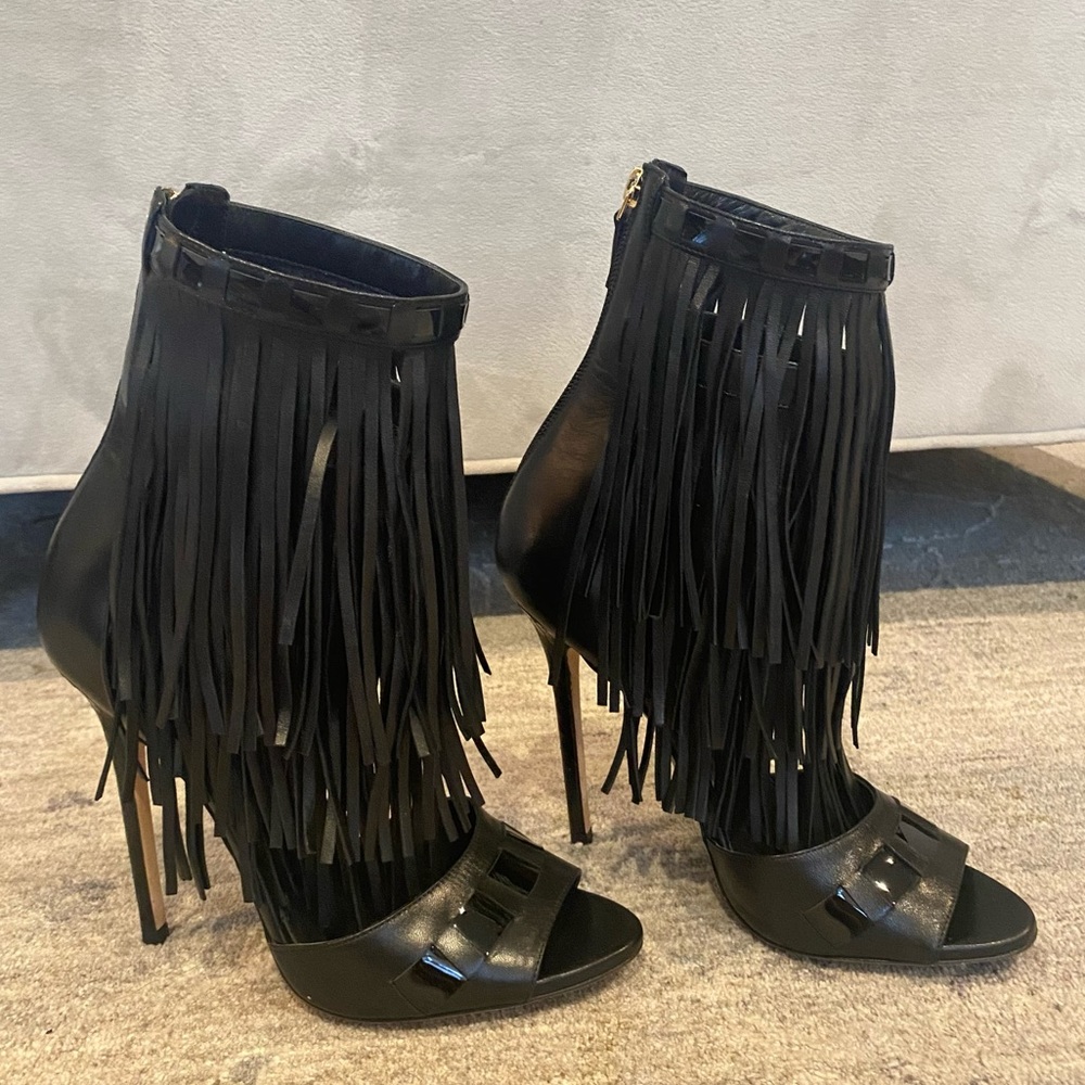 Brian Atwood Leather Gladiator Sandal Heels